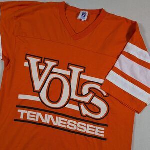 VTG 80s Logo 7 University of Tennessee Volunteers Ringer Jersey T-Shirt L RARE